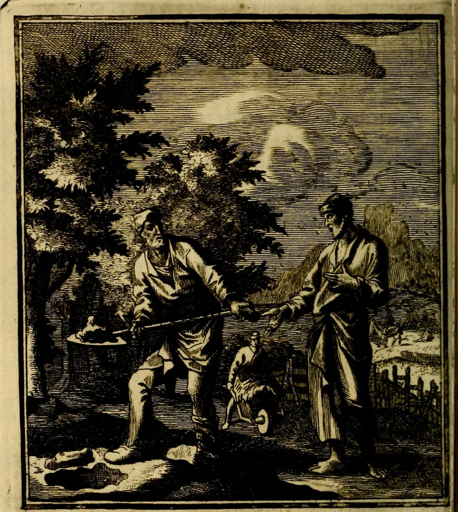 An illustration from Beschouwing der wereld : bestaande in hondert konstige figuuren, met godlyke spreuken en stichtelyke verzen, 1708, leaf 41