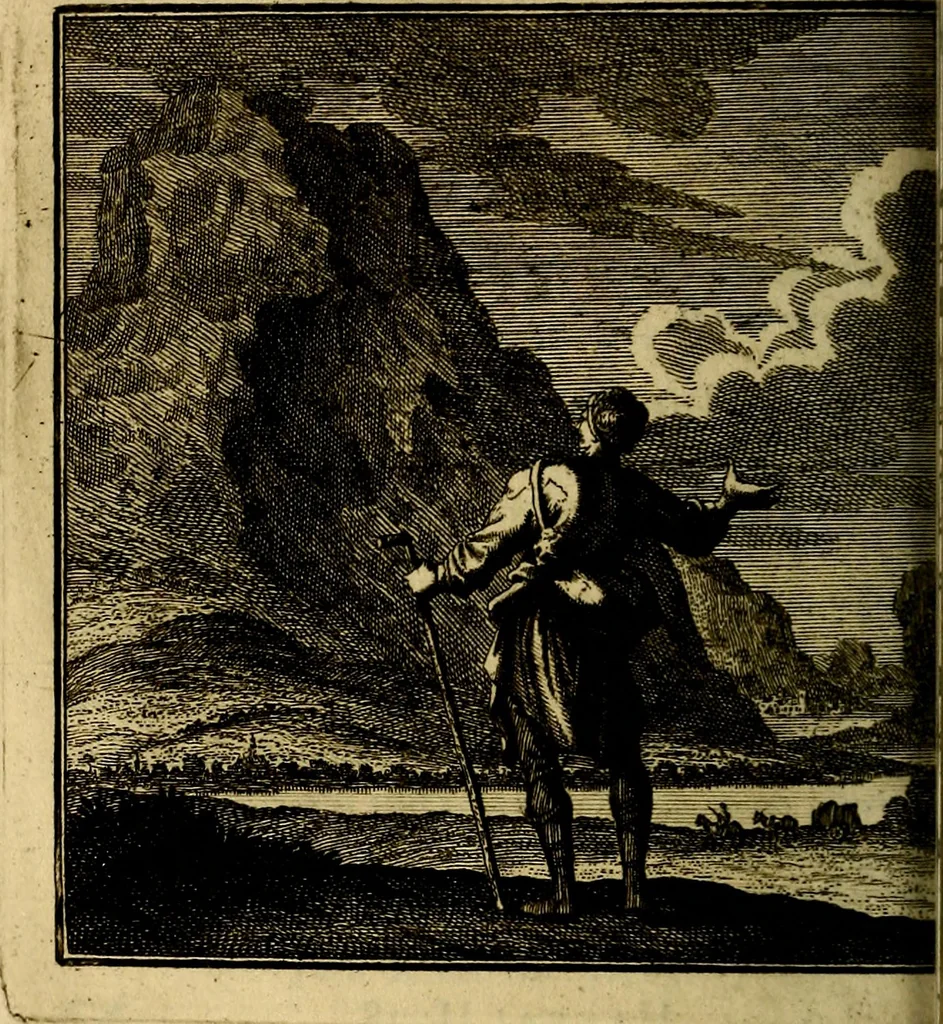 An illustration from Beschouwing der wereld : bestaande in hondert konstige figuuren, met godlyke spreuken en stichtelyke verzen, 1708, leaf 65