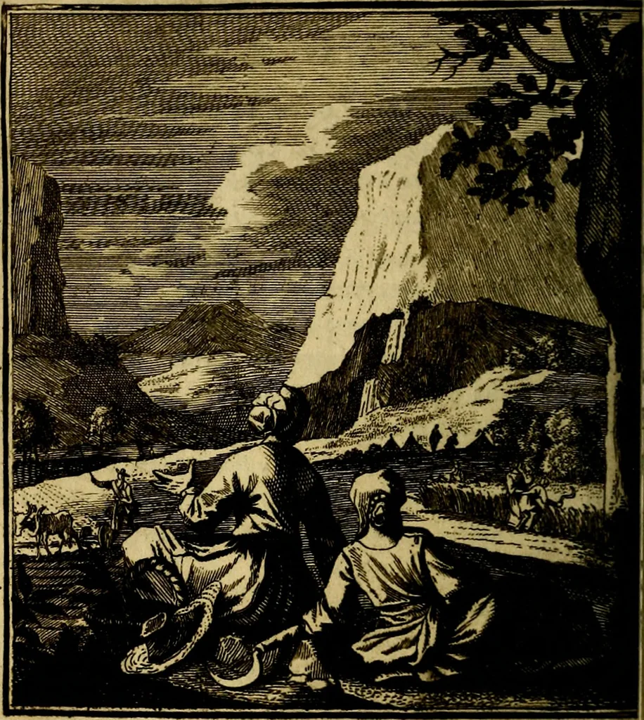 An illustration from Beschouwing der wereld : bestaande in hondert konstige figuuren, met godlyke spreuken en stichtelyke verzen, 1708, leaf 69