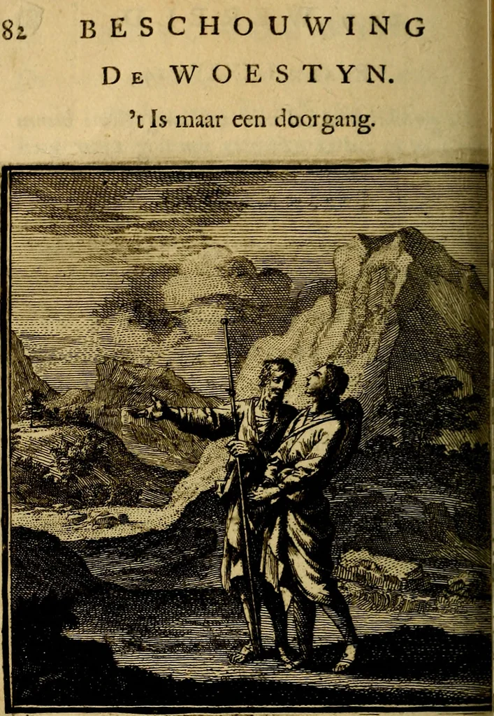 An illustration from Beschouwing der wereld : bestaande in hondert konstige figuuren, met godlyke spreuken en stichtelyke verzen, 1708, leaf 93