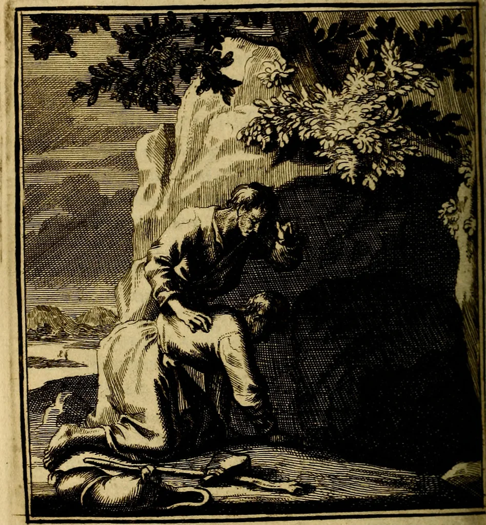 An illustration from Beschouwing der wereld : bestaande in hondert konstige figuuren, met godlyke spreuken en stichtelyke verzen, 1708, leaf 97