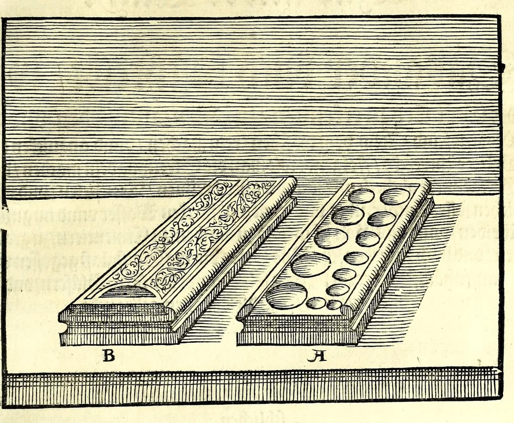 An illustration from Beschreibung allerfürnemisten mineralischen Ertzt vnnd Bergkwercks Arten : wie dieselbigen, vnd eine jede in Sonderheit jrer Natur und Eigenschafft nach, auff alle Metaln probirt vnd im kleinen Fewer sollen versucht werden : mit Erklärung etlicher fürnemer nützlichen Schmeltzwerck, im grossen Fewer auch Scheidung Goldts, Silbers, vnd anderer Metaln : sampt einem Bericht dess Kupffersaigerns, Messing brennens, vnd Salpeter siedens : auch aller saltzigen minerischen Proben, vnd was denen allen anhengig : in fünff Bücher verfast, dessgleichen zuuorn niemals in Druck kommen ..., 1580, leaf 93