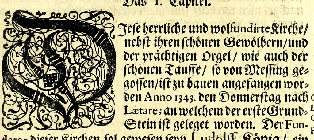 An illustration from Beschreibung aller Kirchen-Gebäude der Stadt Dantzig : worinnen einer jeden Kirchen Grund-Risz, Auffzug oder Abriss vollköm̄lich zu ersehen, wie dann auch von den Kunstreichen Gewölbern in denen Kirchen, sowol im Grund-Risse als Auffstellung derselben deutlich gehandelt wird : nebst der Beschreibung aller anderen Kirchen, so ausserhalb Walles in den Vorstaädten gelegen seyn, nach ihrer Maass, 1695, leaf 19