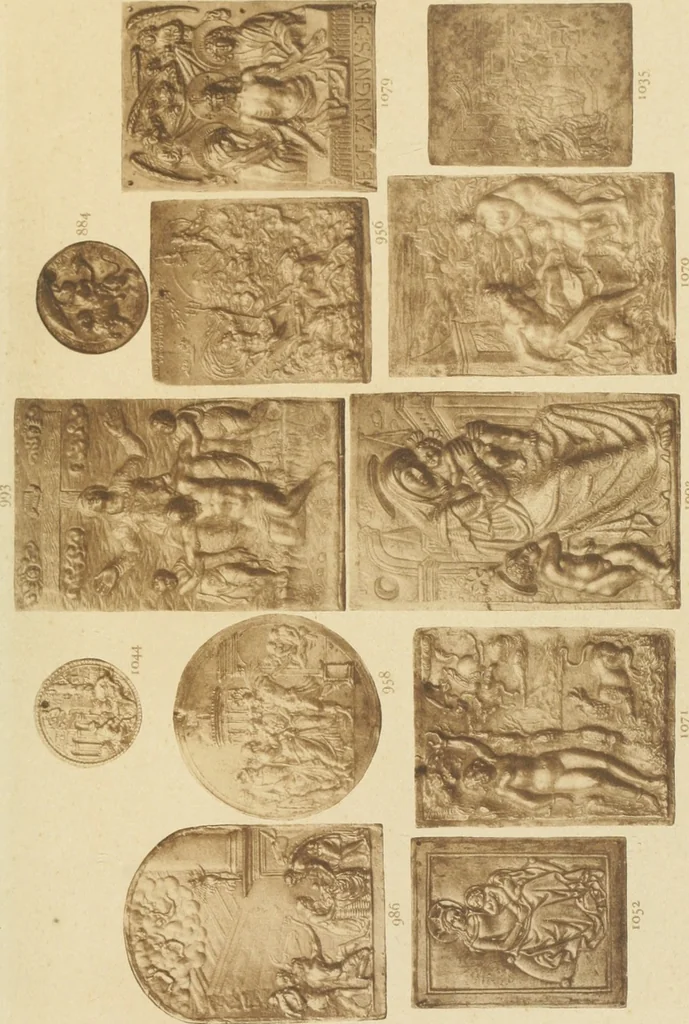 An illustration from Beschreibung der Bildwerke der christlichen Epoche. Bearb. von Wilhelm Bode und Hugo von Tschudi, 1888, leaf 100