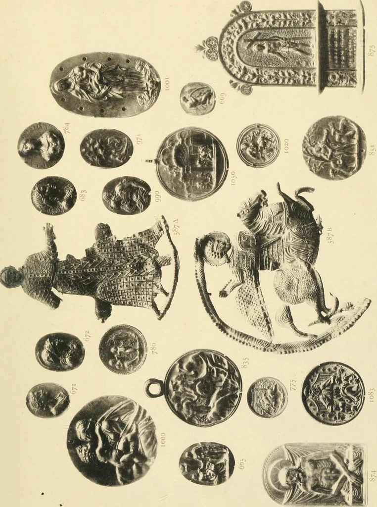 An illustration from Beschreibung der Bildwerke der christlichen Epoche. Bearb. von Wilhelm Bode und Hugo von Tschudi, 1888, leaf 106