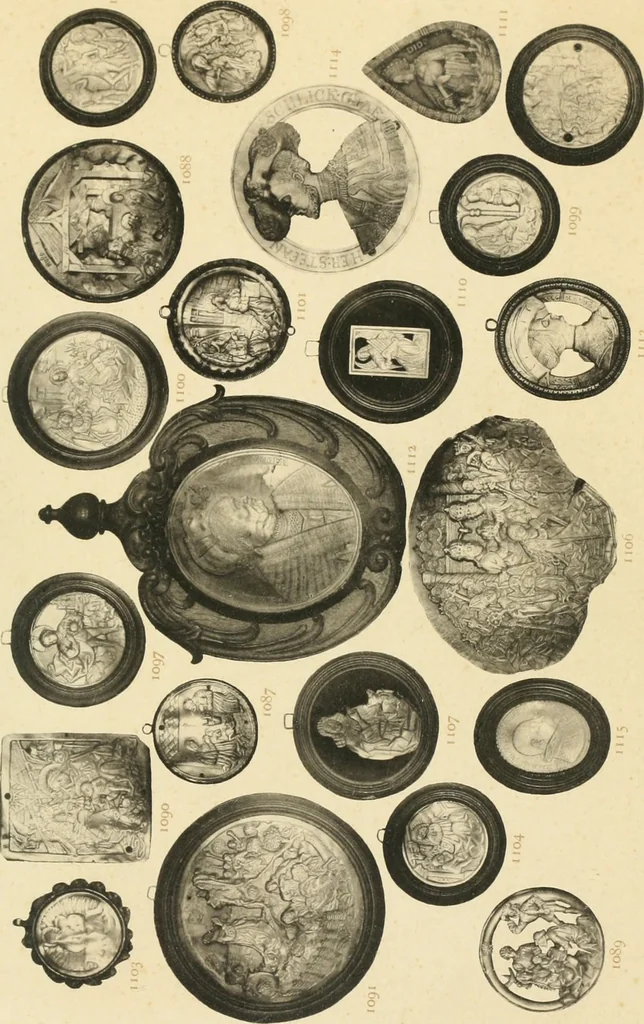 An illustration from Beschreibung der Bildwerke der christlichen Epoche. Bearb. von Wilhelm Bode und Hugo von Tschudi, 1888, leaf 118