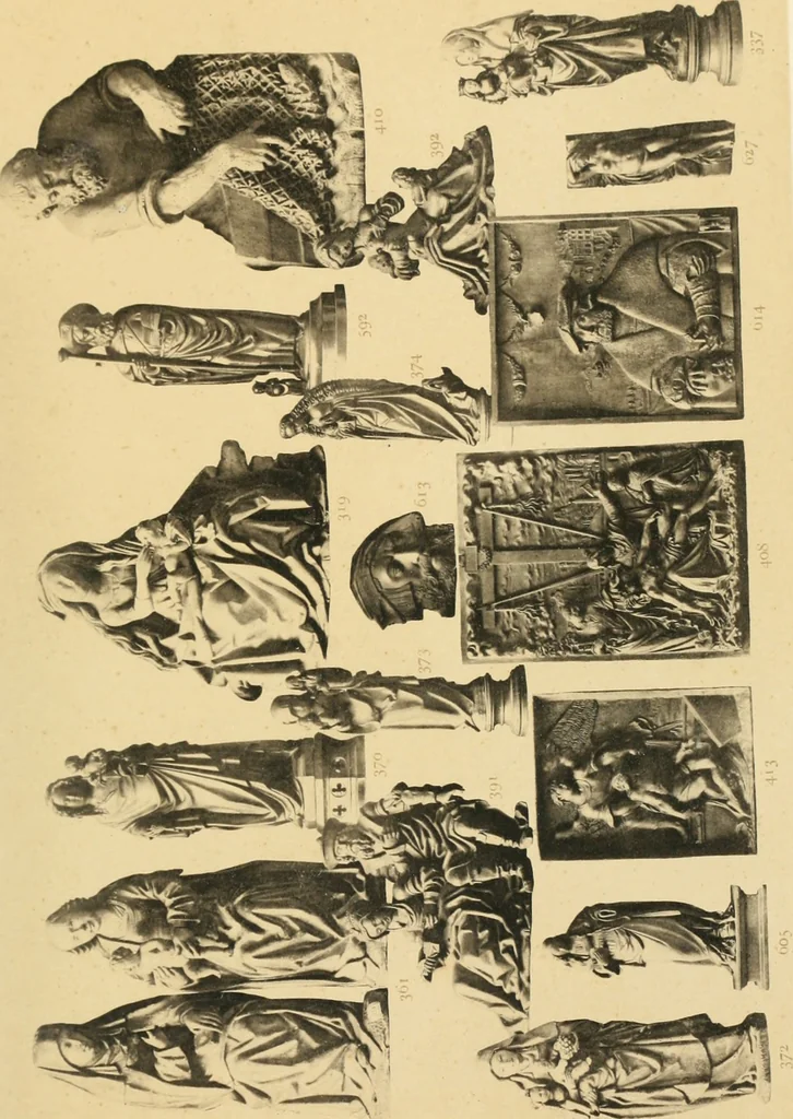 An illustration from Beschreibung der Bildwerke der christlichen Epoche. Bearb. von Wilhelm Bode und Hugo von Tschudi, 1888, leaf 56