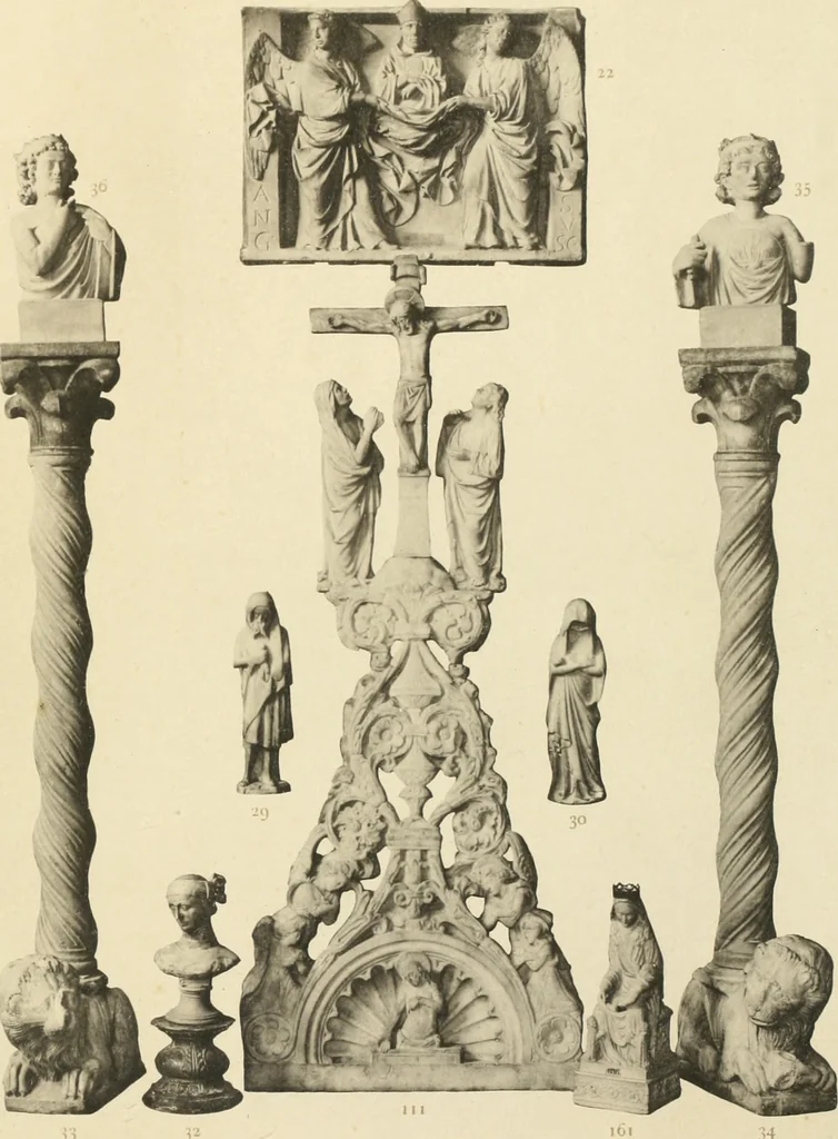 An illustration from Beschreibung der Bildwerke der christlichen Epoche. Bearb. von Wilhelm Bode und Hugo von Tschudi, 1888, leaf 6