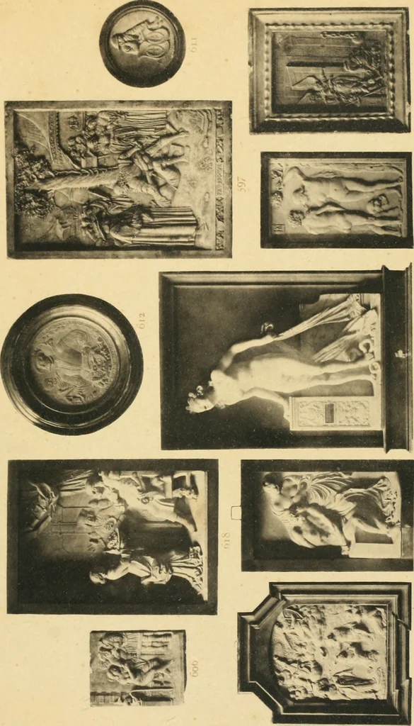 An illustration from Beschreibung der Bildwerke der christlichen Epoche. Bearb. von Wilhelm Bode und Hugo von Tschudi, 1888, leaf 64