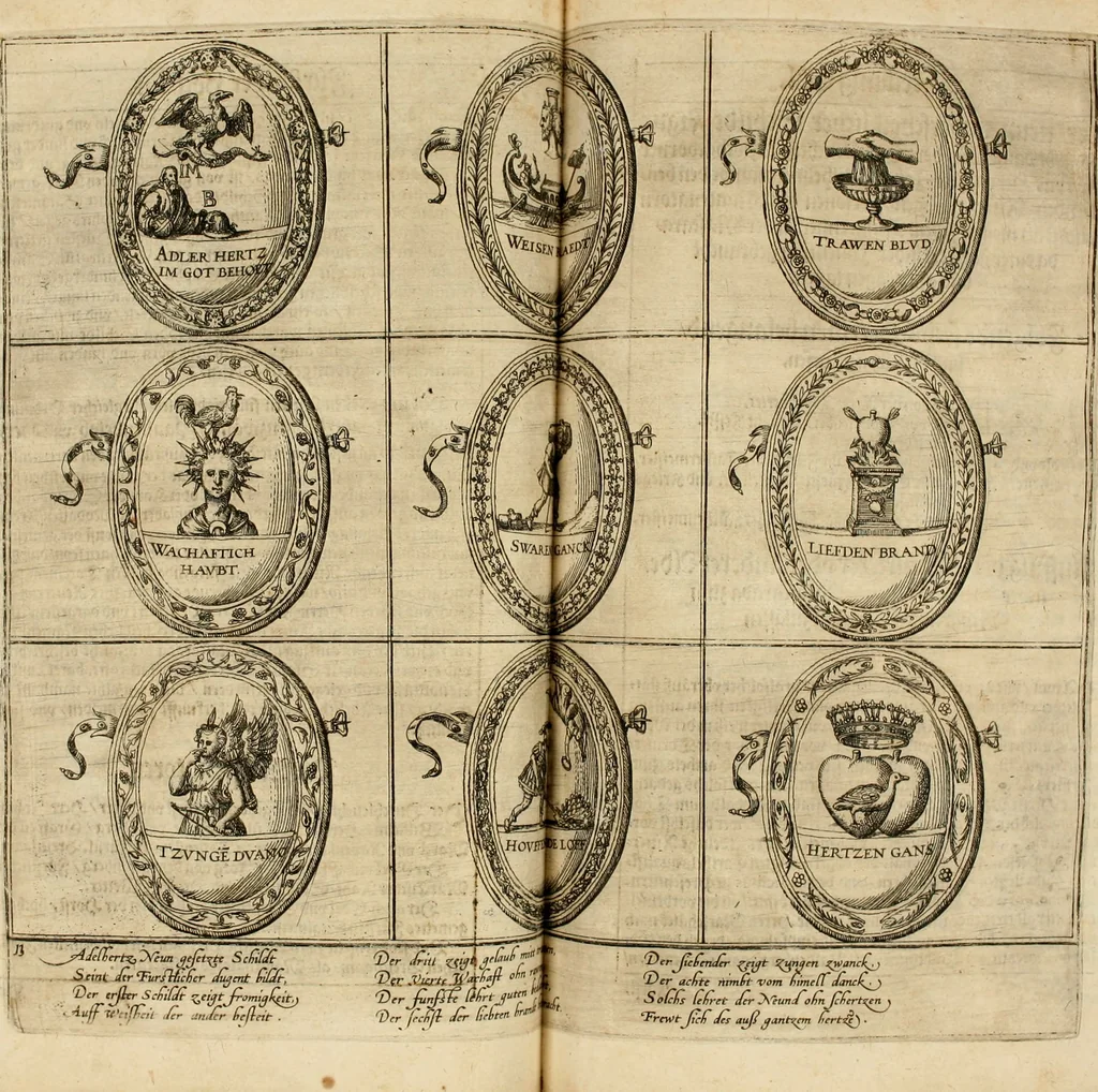 An illustration from Beschreibung derer fürstlicher güligscher &c. Hochzeit : so im Jahr Christi tausent fünffhundert achtzig fünff, am sechszehenden Junij vnd nechstfolgenden acht Tagen, zu Düsseldorff mit grossen Freuden, fürstlichen Triumph vnd Herrligkeit gehalten worden, 1587, leaf 116