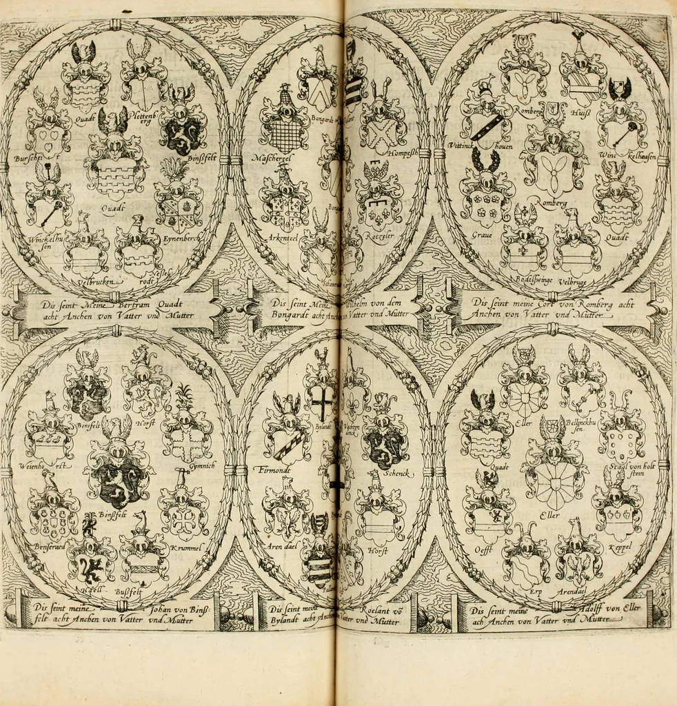 An illustration from Beschreibung derer fürstlicher güligscher &c. Hochzeit : so im Jahr Christi tausent fünffhundert achtzig fünff, am sechszehenden Junij vnd nechstfolgenden acht Tagen, zu Düsseldorff mit grossen Freuden, fürstlichen Triumph vnd Herrligkeit gehalten worden, 1587, leaf 144