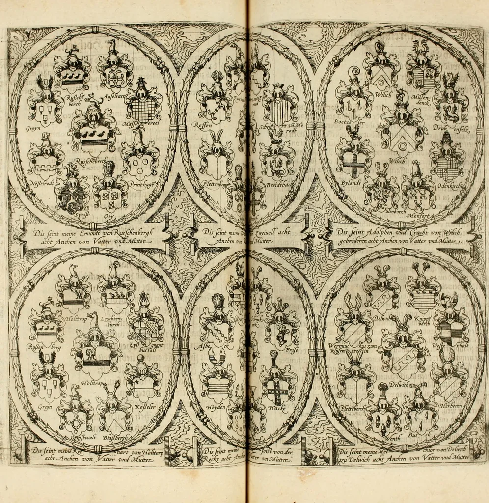 An illustration from Beschreibung derer fürstlicher güligscher &c. Hochzeit : so im Jahr Christi tausent fünffhundert achtzig fünff, am sechszehenden Junij vnd nechstfolgenden acht Tagen, zu Düsseldorff mit grossen Freuden, fürstlichen Triumph vnd Herrligkeit gehalten worden, 1587, leaf 152