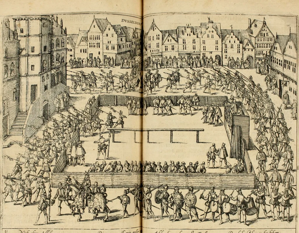 An illustration from Beschreibung derer fürstlicher güligscher &c. Hochzeit : so im Jahr Christi tausent fünffhundert achtzig fünff, am sechszehenden Junij vnd nechstfolgenden acht Tagen, zu Düsseldorff mit grossen Freuden, fürstlichen Triumph vnd Herrligkeit gehalten worden, 1587, leaf 250