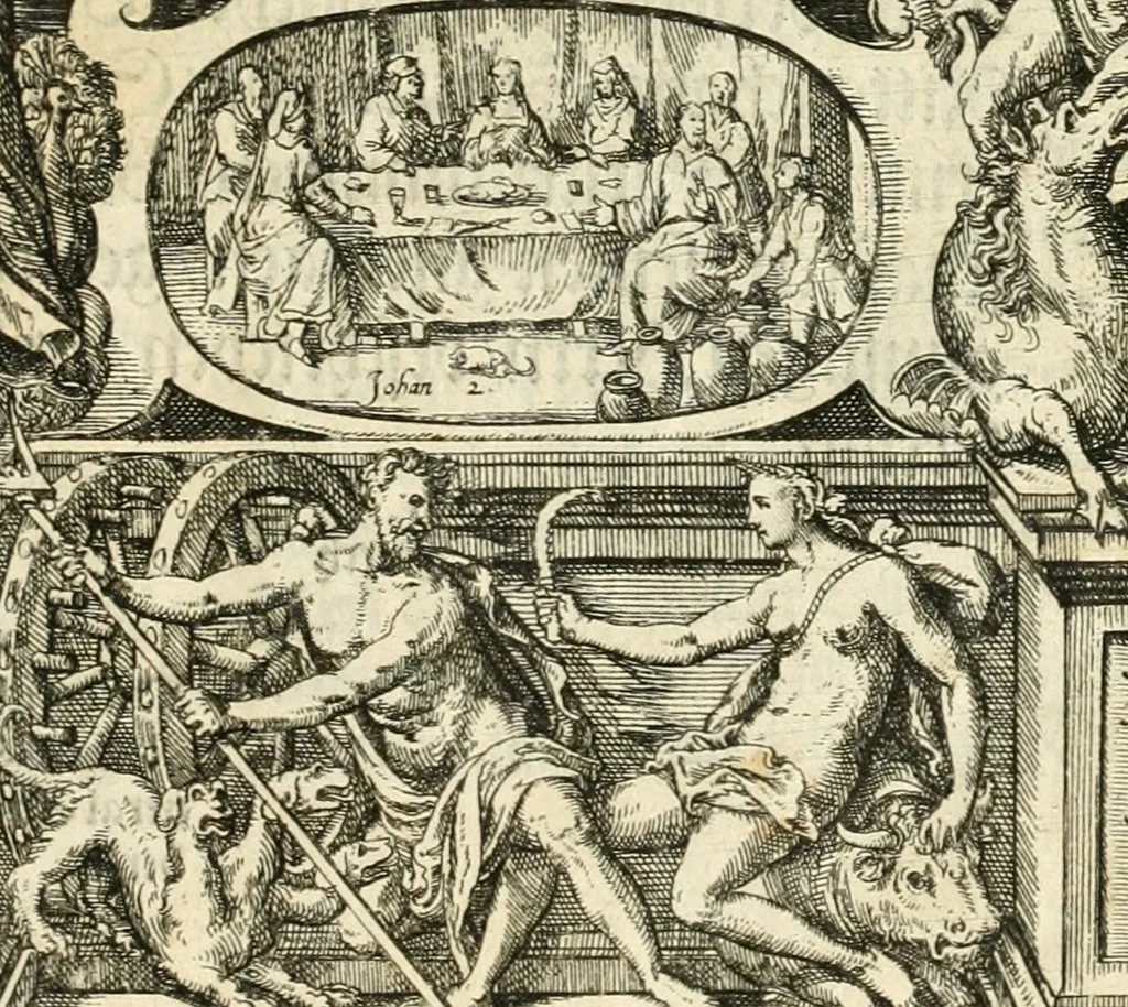 An illustration from Beschreibung derer fürstlicher güligscher &c. Hochzeit : so im Jahr Christi tausent fünffhundert achtzig fünff, am sechszehenden Junij vnd nechstfolgenden acht Tagen, zu Düsseldorff mit grossen Freuden, fürstlichen Triumph vnd Herrligkeit gehalten worden, 1587, leaf 4