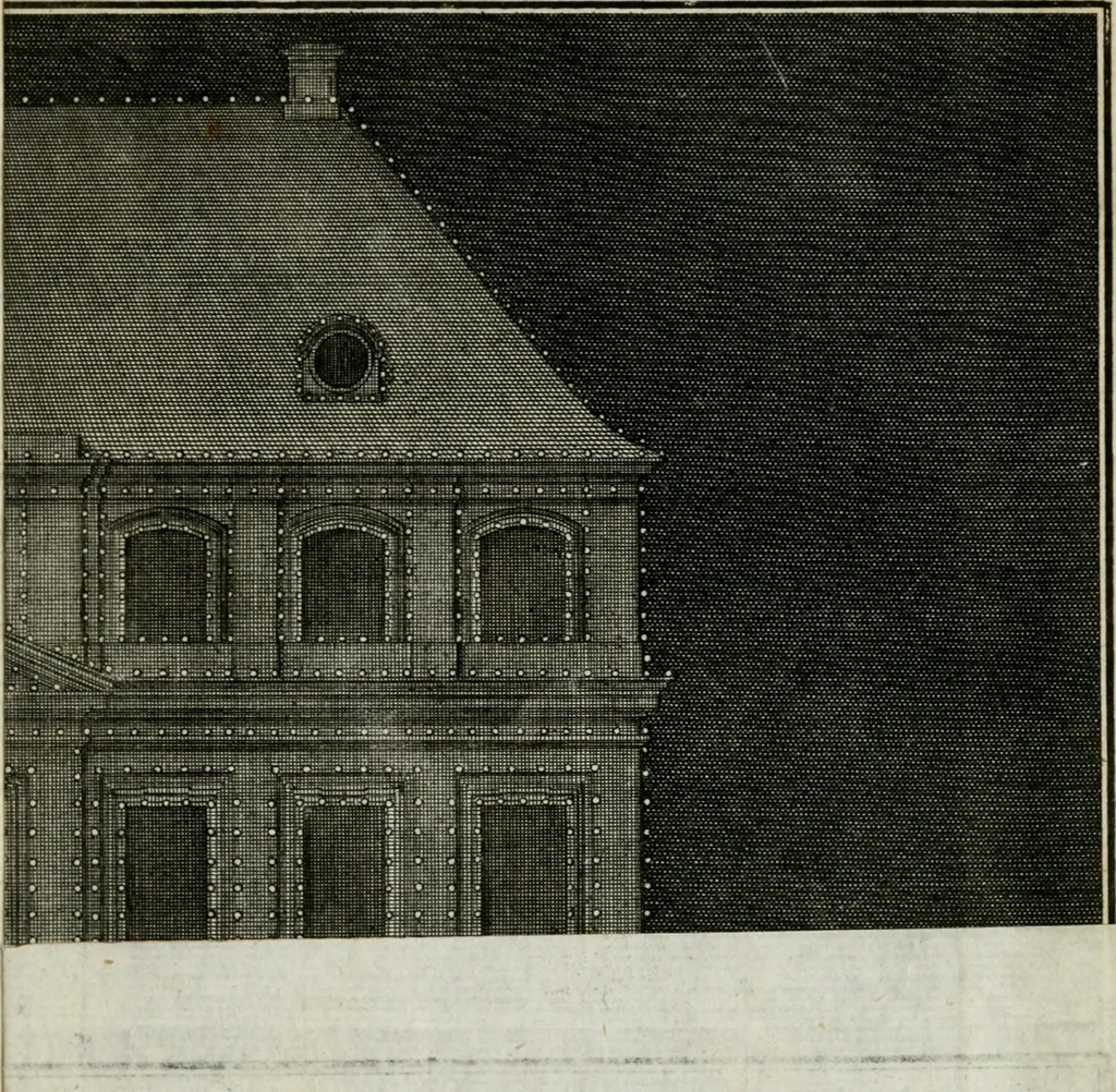 An illustration from Beschreibung der Illumination zu Dressden bey der königlichen sicilianischen in Vollmacht vollzogenen Vermählung : nebst andern dahin gehörigen Vorstellungen und verschiedenen Kupffer-Stichen, 1738, leaf 24