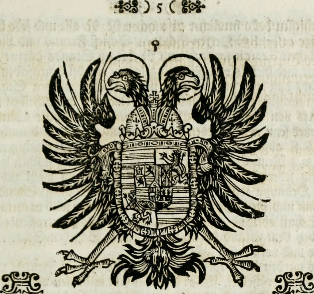 An illustration from Beschreibung des Haubt- und Frey-Schiessen, : welches von Ihro Kayser- und Königl. Catholischen Majestät Carolo Sexto, wegen erfreulichster Geburt, Leopoldi, dero Erst-Gebohrnen Ertz-Hertzogens zu Oesterreich, und Printzens von Asturien, der Wiennerischen Burgerschafft gegenem worden, 1716, leaf 12