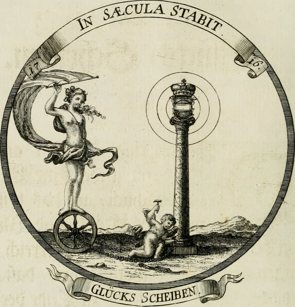 An illustration from Beschreibung des Haubt- und Frey-Schiessen, : welches von Ihro Kayser- und Königl. Catholischen Majestät Carolo Sexto, wegen erfreulichster Geburt, Leopoldi, dero Erst-Gebohrnen Ertz-Hertzogens zu Oesterreich, und Printzens von Asturien, der Wiennerischen Burgerschafft gegenem worden, 1716, leaf 17