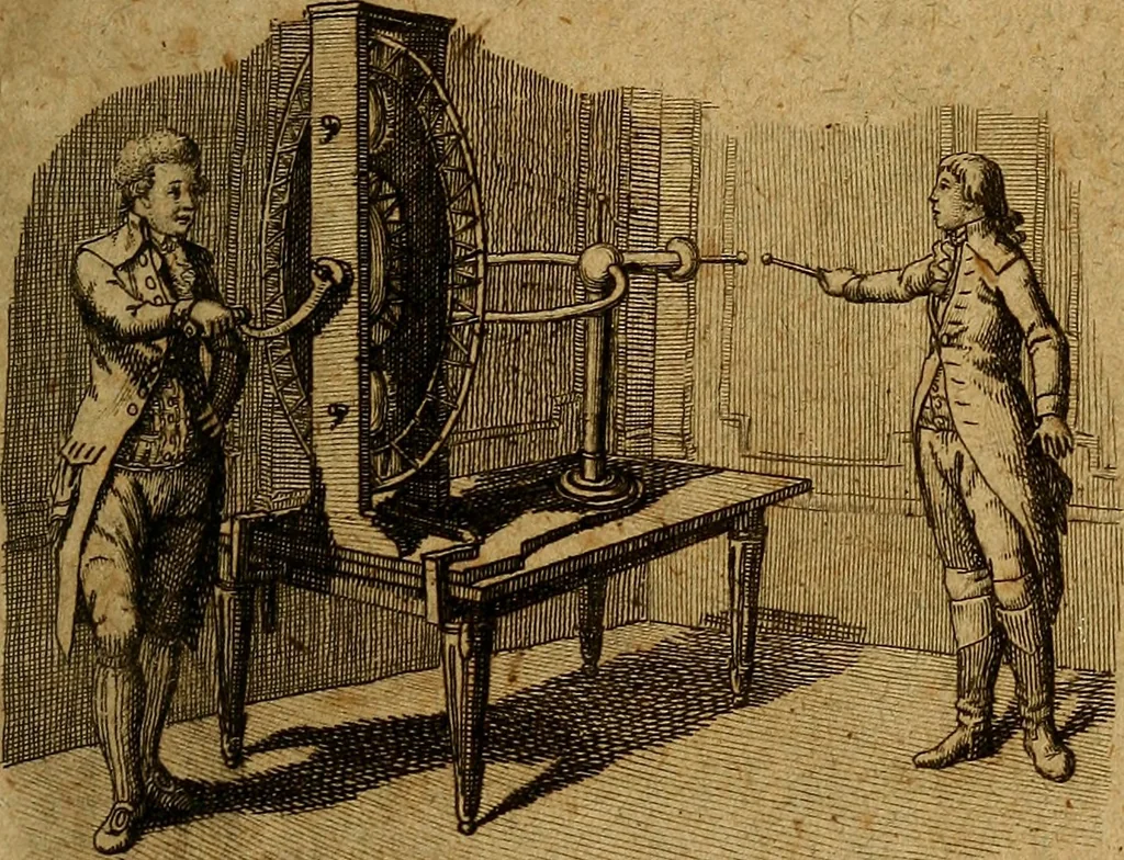 An illustration from Beschreibung verschiedener Elektrisirmaschinen zum Gebrauch für Schulen, 1790, leaf 4
