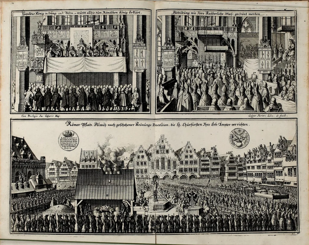 An illustration from Beschreibung vnd Abbildung aller königl. und churfürstl. Ein-Züge, Wahl vnd Crönungs Acta : so geschehen zu Franckfurt am Mayn im Jahr 1658 : sampt andern darzu gehörigen vnd beygefügten Sachen, 1658, leaf 53