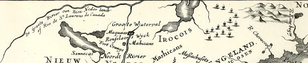 An illustration from Beschrijvinghe van Virginia, Nieuw Nederlandt, Nieuw Engelandt, en d'eylanden Bermudes, Berbados, en S. Christoffel. Dienstelijck voor elck een derwaerts handelende, en alle voort-planters van nieuw colonien, 1651, leaf 10