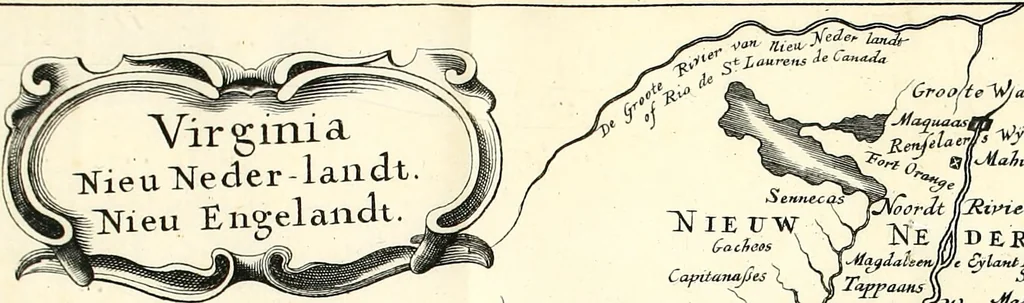 An illustration from Beschrijvinghe van Virginia, Nieuw Nederlandt, Nieuw Engelandt, en d'eylanden Bermudes, Berbados, en S. Christoffel. Dienstelijck voor elck een derwaerts handelende, en alle voort-planters van nieuw colonien, 1651, leaf 12