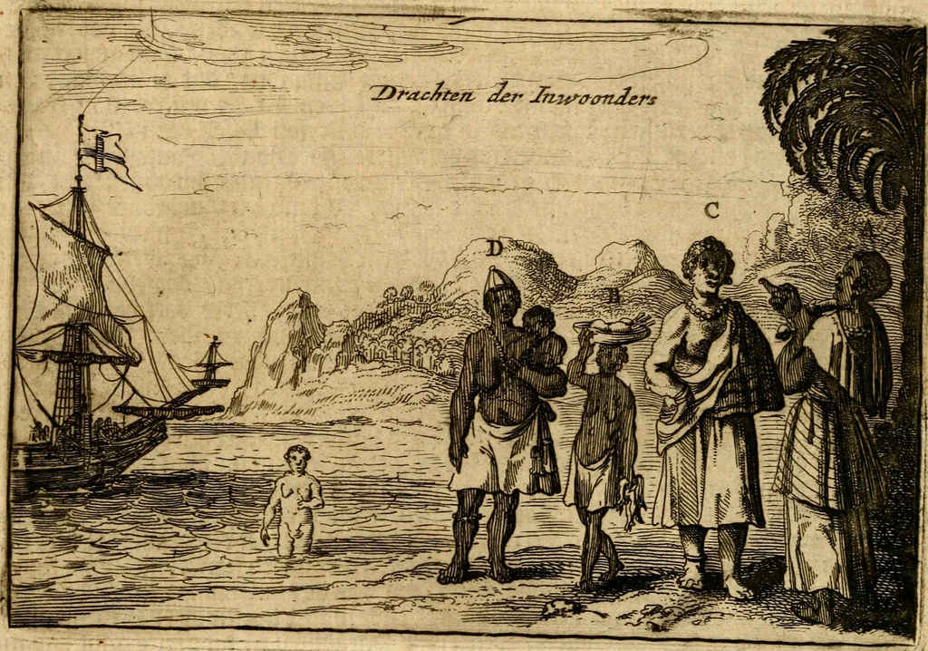 An illustration from Beschrijvinghe van Virginia, Nieuw Nederlandt, Nieuw Engelandt, en d'eylanden Bermudes, Berbados, en S. Christoffel. Dienstelijck voor elck een derwaerts handelende, en alle voort-planters van nieuw colonien, 1651, leaf 18