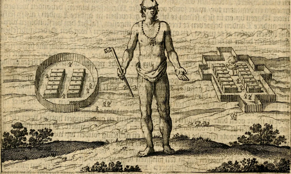 An illustration from Beschrijvinghe van Virginia, Nieuw Nederlandt, Nieuw Engelandt, en d'eylanden Bermudes, Berbados, en S. Christoffel. Dienstelijck voor elck een derwaerts handelende, en alle voort-planters van nieuw colonien, 1651, leaf 53