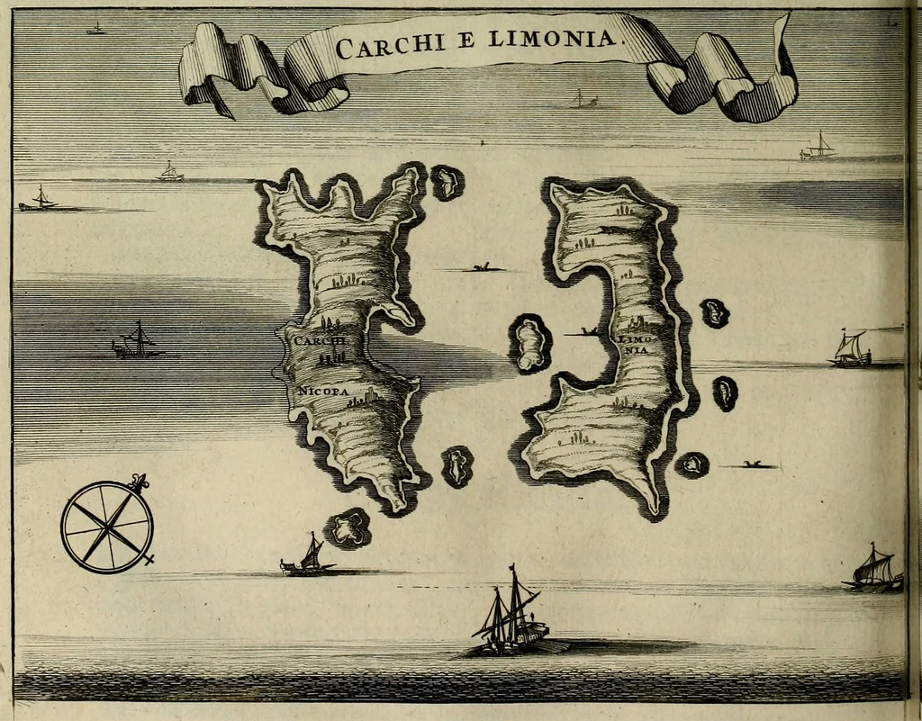 An illustration from Naukeurige beschryving der eilanden, in de archipel der Middelantsche zee, en ontrent dezelve, gelegen : waer onder de voornaemste Cyprus, Rhodus, Kandien, Samos, Scio, Negroponte, Lemnos, Paros, Delos, Patmos, en andere in groten getale, behelzende der zelver benamingen, gelegentheden, steden, kastelen, gedenkwaerdige aeloude en hedendaeghse geschiedenissen, bestieringen, veroveringen, gewassen, dieren, &c. : verrijkt met zee- en eilant-kaerten, en afbeeldingen van steden, dieren, gewassen &c., 1688, leaf 207