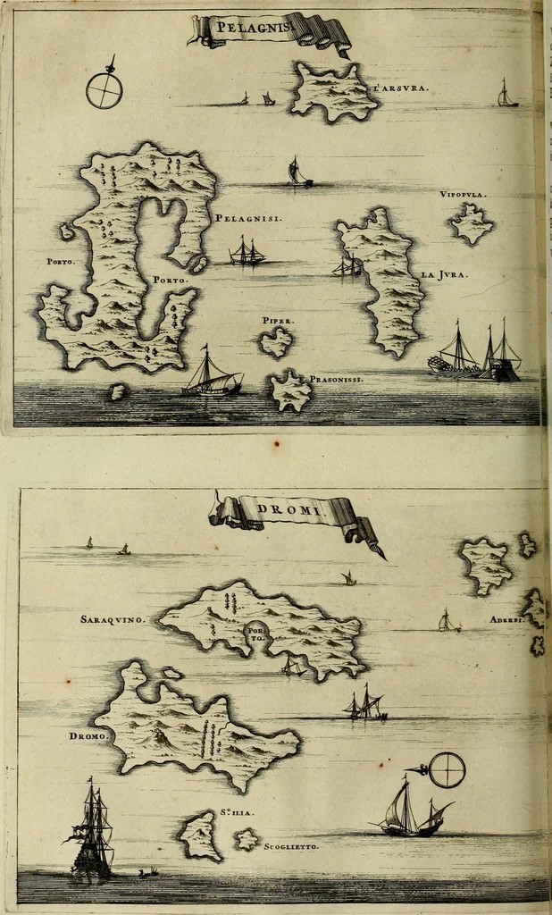 An illustration from Naukeurige beschryving der eilanden, in de archipel der Middelantsche zee, en ontrent dezelve, gelegen : waer onder de voornaemste Cyprus, Rhodus, Kandien, Samos, Scio, Negroponte, Lemnos, Paros, Delos, Patmos, en andere in groten getale, behelzende der zelver benamingen, gelegentheden, steden, kastelen, gedenkwaerdige aeloude en hedendaeghse geschiedenissen, bestieringen, veroveringen, gewassen, dieren, &c. : verrijkt met zee- en eilant-kaerten, en afbeeldingen van steden, dieren, gewassen &c., 1688, leaf 325