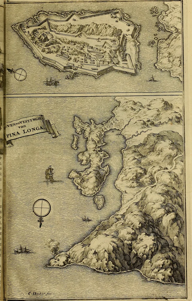 An illustration from Naukeurige beschryving der eilanden, in de archipel der Middelantsche zee, en ontrent dezelve, gelegen : waer onder de voornaemste Cyprus, Rhodus, Kandien, Samos, Scio, Negroponte, Lemnos, Paros, Delos, Patmos, en andere in groten getale, behelzende der zelver benamingen, gelegentheden, steden, kastelen, gedenkwaerdige aeloude en hedendaeghse geschiedenissen, bestieringen, veroveringen, gewassen, dieren, &c. : verrijkt met zee- en eilant-kaerten, en afbeeldingen van steden, dieren, gewassen &c., 1688, leaf 546