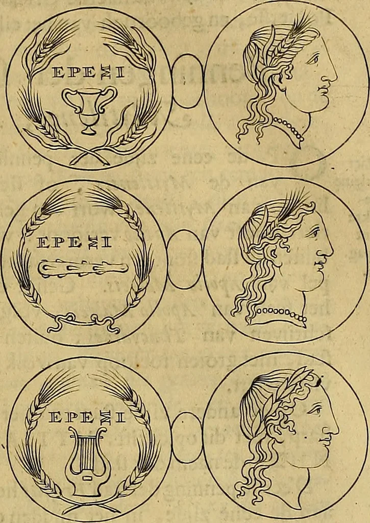 An illustration from Naukeurige beschryving der eilanden, in de archipel der Middelantsche zee, en ontrent dezelve, gelegen : waer onder de voornaemste Cyprus, Rhodus, Kandien, Samos, Scio, Negroponte, Lemnos, Paros, Delos, Patmos, en andere in groten getale, behelzende der zelver benamingen, gelegentheden, steden, kastelen, gedenkwaerdige aeloude en hedendaeghse geschiedenissen, bestieringen, veroveringen, gewassen, dieren, &c. : verrijkt met zee- en eilant-kaerten, en afbeeldingen van steden, dieren, gewassen &c., 1688, leaf 610