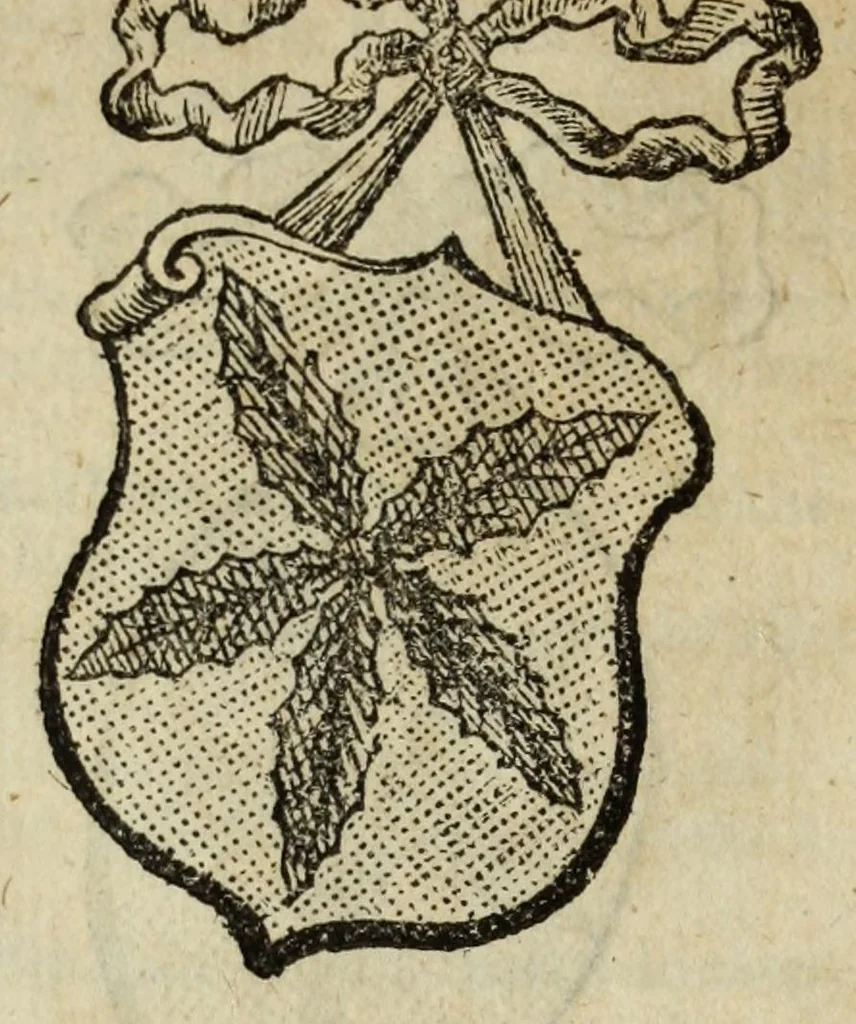 An illustration from Beschryvinge der stad Dordrecht : vervatende haar begin, opkomst, toeneming, en verdere stant ... Als mede een verzamelinge van eenige geslachtboomen, der adelijke, aal-oude, en aanzienlijke heeren-geslachten, van, en in, Dordrecht, enz. ..., 1677, leaf 278