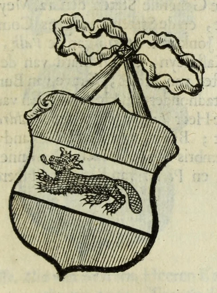 An illustration from Beschryvinge der stad Dordrecht : vervatende haar begin, opkomst, toeneming, en verdere stant ... Als mede een verzamelinge van eenige geslachtboomen, der adelijke, aal-oude, en aanzienlijke heeren-geslachten, van, en in, Dordrecht, enz. ..., 1677, leaf 293