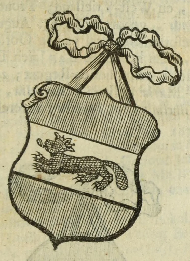 An illustration from Beschryvinge der stad Dordrecht : vervatende haar begin, opkomst, toeneming, en verdere stant ... Als mede een verzamelinge van eenige geslachtboomen, der adelijke, aal-oude, en aanzienlijke heeren-geslachten, van, en in, Dordrecht, enz. ..., 1677, leaf 297