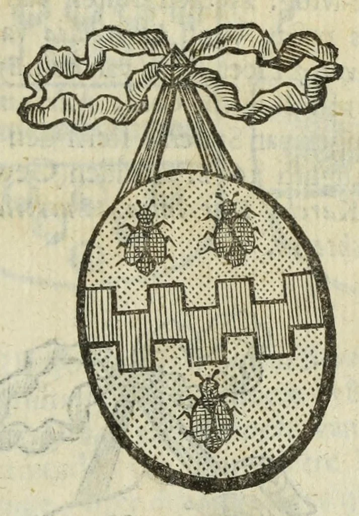 An illustration from Beschryvinge der stad Dordrecht : vervatende haar begin, opkomst, toeneming, en verdere stant ... Als mede een verzamelinge van eenige geslachtboomen, der adelijke, aal-oude, en aanzienlijke heeren-geslachten, van, en in, Dordrecht, enz. ..., 1677, leaf 297