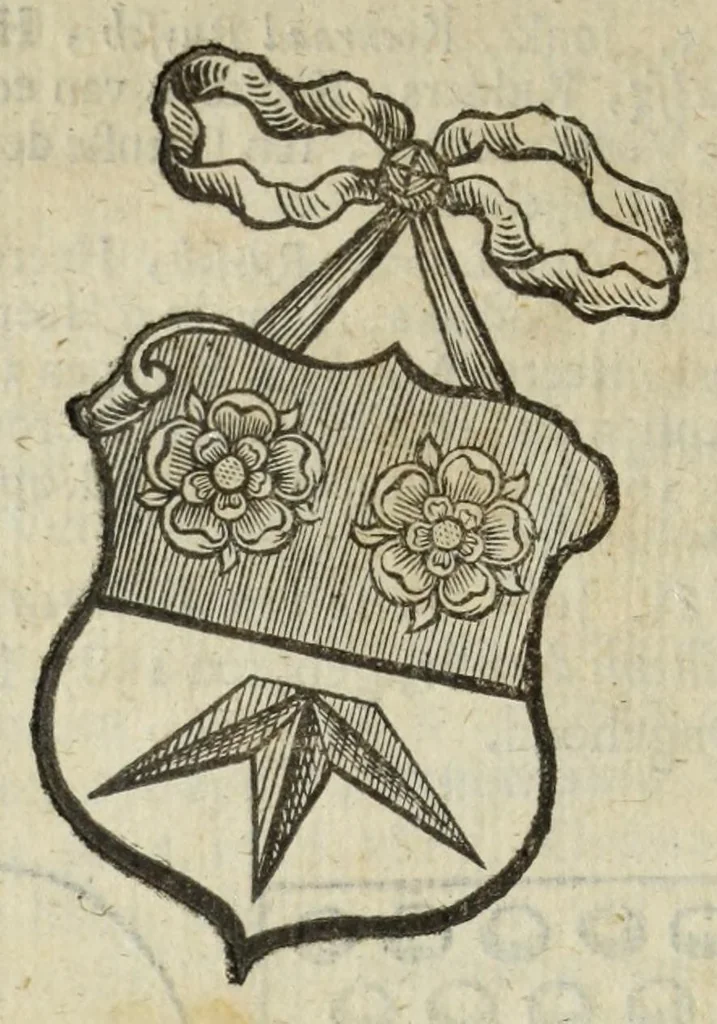 An illustration from Beschryvinge der stad Dordrecht : vervatende haar begin, opkomst, toeneming, en verdere stant ... Als mede een verzamelinge van eenige geslachtboomen, der adelijke, aal-oude, en aanzienlijke heeren-geslachten, van, en in, Dordrecht, enz. ..., 1677, leaf 300