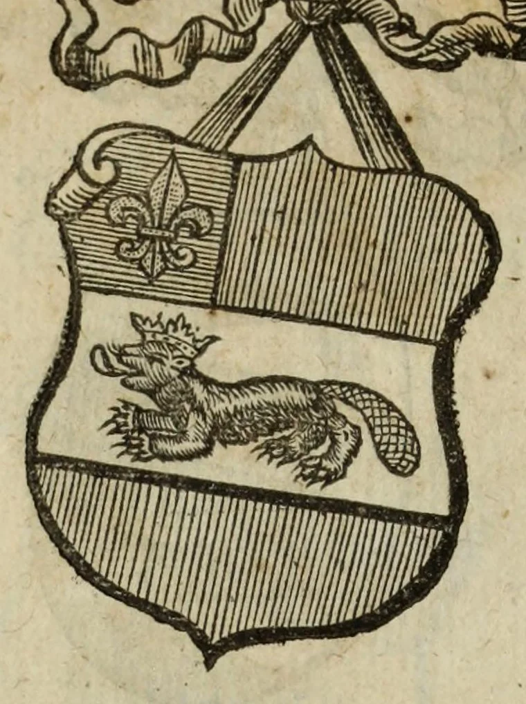 An illustration from Beschryvinge der stad Dordrecht : vervatende haar begin, opkomst, toeneming, en verdere stant ... Als mede een verzamelinge van eenige geslachtboomen, der adelijke, aal-oude, en aanzienlijke heeren-geslachten, van, en in, Dordrecht, enz. ..., 1677, leaf 310