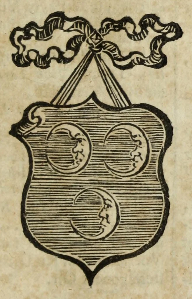 An illustration from Beschryvinge der stad Dordrecht : vervatende haar begin, opkomst, toeneming, en verdere stant ... Als mede een verzamelinge van eenige geslachtboomen, der adelijke, aal-oude, en aanzienlijke heeren-geslachten, van, en in, Dordrecht, enz. ..., 1677, leaf 487