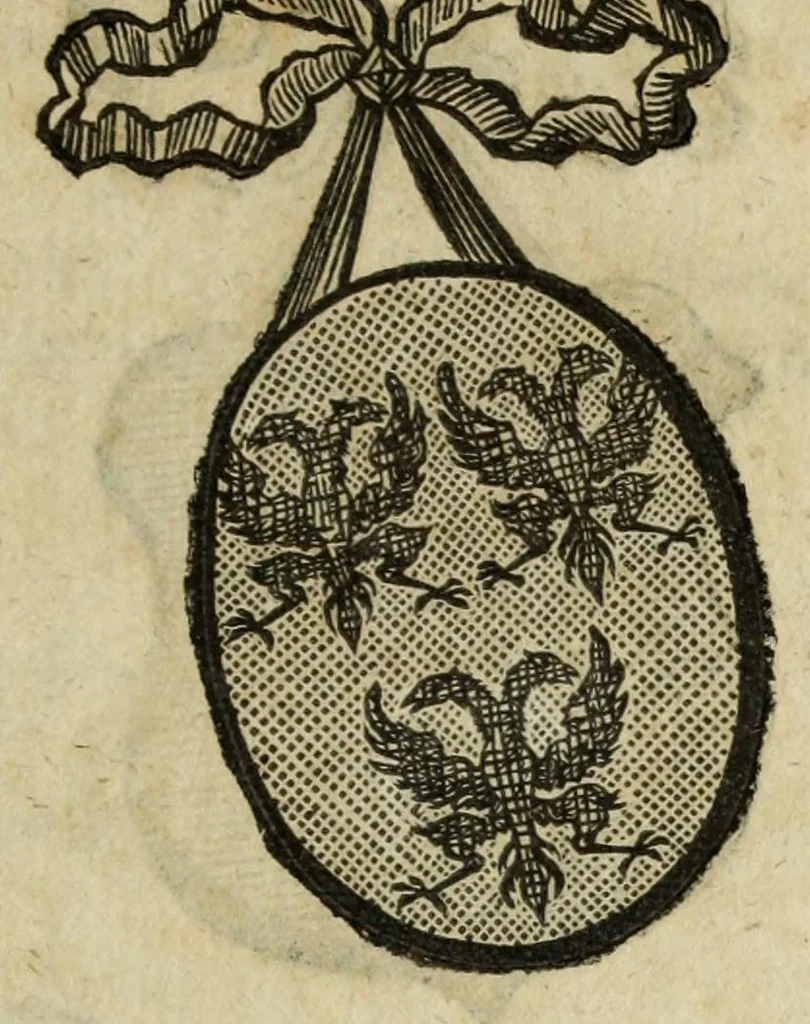 An illustration from Beschryvinge der stad Dordrecht : vervatende haar begin, opkomst, toeneming, en verdere stant ... Als mede een verzamelinge van eenige geslachtboomen, der adelijke, aal-oude, en aanzienlijke heeren-geslachten, van, en in, Dordrecht, enz. ..., 1677, leaf 491