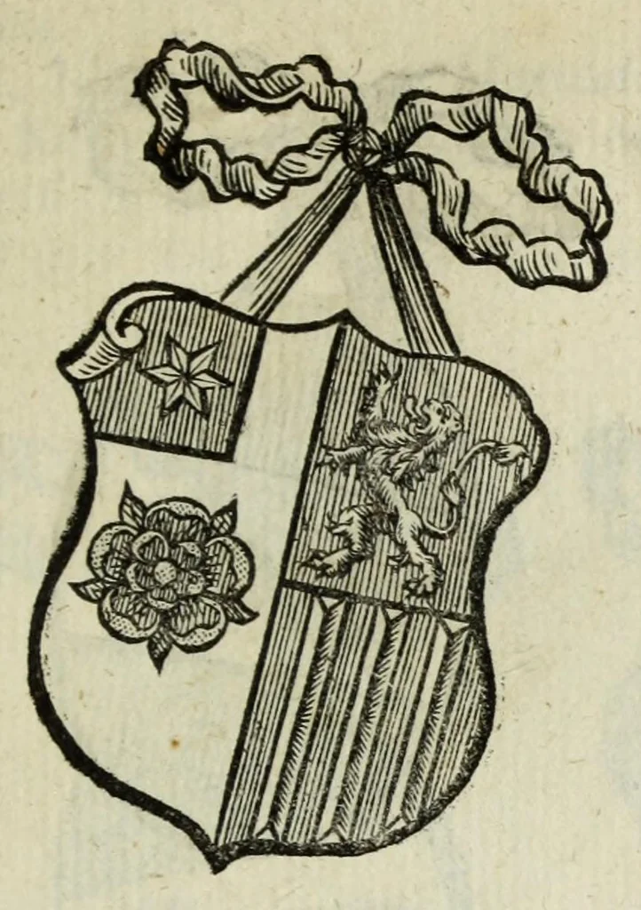 An illustration from Beschryvinge der stad Dordrecht : vervatende haar begin, opkomst, toeneming, en verdere stant ... Als mede een verzamelinge van eenige geslachtboomen, der adelijke, aal-oude, en aanzienlijke heeren-geslachten, van, en in, Dordrecht, enz. ..., 1677, leaf 523