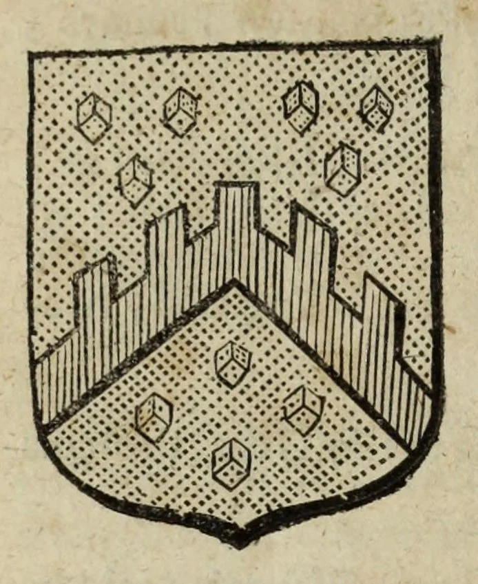 An illustration from Beschryvinge der stad Dordrecht : vervatende haar begin, opkomst, toeneming, en verdere stant ... Als mede een verzamelinge van eenige geslachtboomen, der adelijke, aal-oude, en aanzienlijke heeren-geslachten, van, en in, Dordrecht, enz. ..., 1677, leaf 566