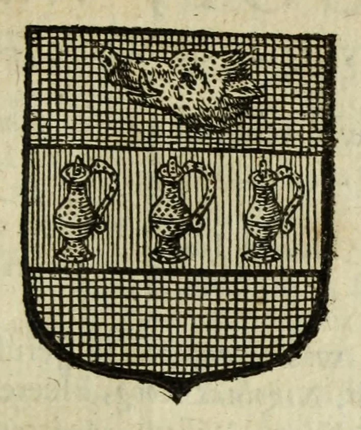 An illustration from Beschryvinge der stad Dordrecht : vervatende haar begin, opkomst, toeneming, en verdere stant ... Als mede een verzamelinge van eenige geslachtboomen, der adelijke, aal-oude, en aanzienlijke heeren-geslachten, van, en in, Dordrecht, enz. ..., 1677, leaf 583