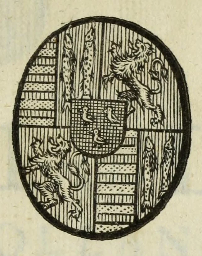 An illustration from Beschryvinge der stad Dordrecht : vervatende haar begin, opkomst, toeneming, en verdere stant ... Als mede een verzamelinge van eenige geslachtboomen, der adelijke, aal-oude, en aanzienlijke heeren-geslachten, van, en in, Dordrecht, enz. ..., 1677, leaf 589