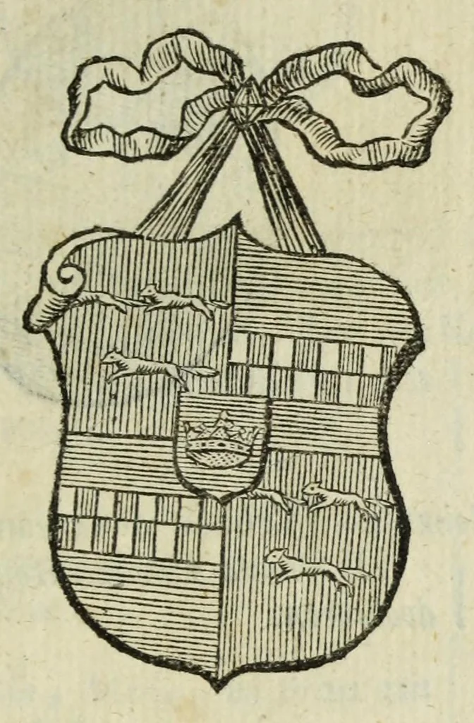 An illustration from Beschryvinge der stad Dordrecht : vervatende haar begin, opkomst, toeneming, en verdere stant ... Als mede een verzamelinge van eenige geslachtboomen, der adelijke, aal-oude, en aanzienlijke heeren-geslachten, van, en in, Dordrecht, enz. ..., 1677, leaf 615