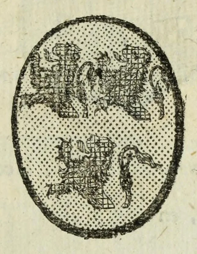 An illustration from Beschryvinge der stad Dordrecht : vervatende haar begin, opkomst, toeneming, en verdere stant ... Als mede een verzamelinge van eenige geslachtboomen, der adelijke, aal-oude, en aanzienlijke heeren-geslachten, van, en in, Dordrecht, enz. ..., 1677, leaf 615