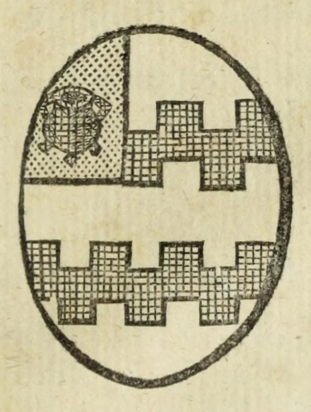 An illustration from Beschryvinge der stad Dordrecht : vervatende haar begin, opkomst, toeneming, en verdere stant ... Als mede een verzamelinge van eenige geslachtboomen, der adelijke, aal-oude, en aanzienlijke heeren-geslachten, van, en in, Dordrecht, enz. ..., 1677, leaf 625