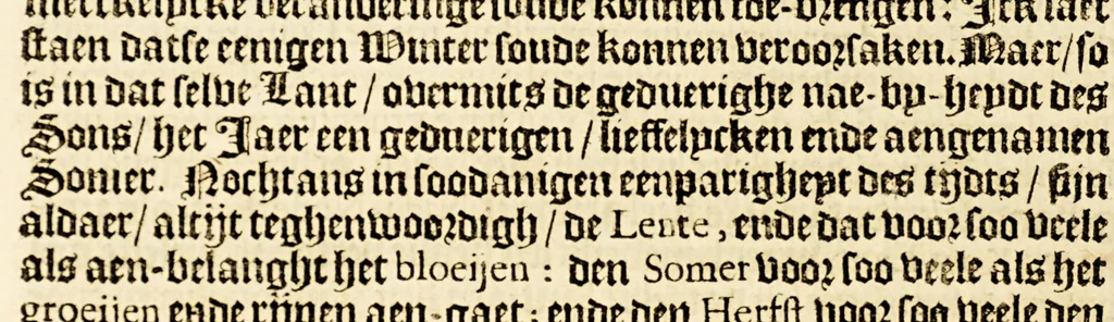 An illustration from Beschryvinge van het heerlijcke ende gezegende landt Guajana, waer inne gelegen is de seer voorname lant-streke genaemt Serrenamme, die jegenwoordigh beseten wort by den staet van de Vereenighde Nederlantsche provintien. : Mitsgaders aenwysinge van de groote vermaeckelijckheden, voordeelen, ende rijckdommen die aldaer, ten reguarde van andere landen, te verkrijgen en te genieten zijn, 1660, leaf 112