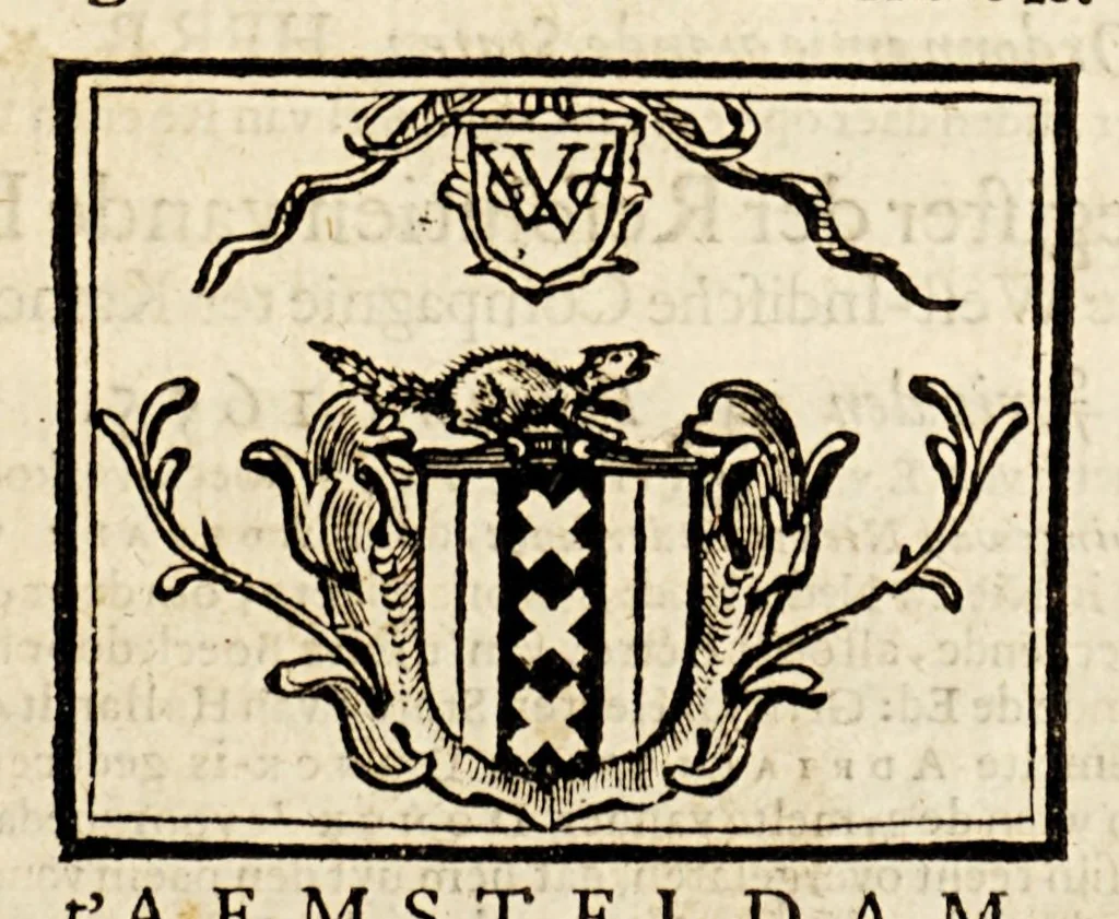 An illustration from Beschryvinge van Nieuvv-Nederlant, : (ghelijck het tegenwoordigh in staet is) begrijpende de nature, aert, gelegentheyt en vrucht-baerheyt van het selve lant; mitsgaders de proffijtelijcke ende gewenste toevallen, die aldaer tot onderhout der menschen, (soo uyt haer selven als van buyten ingegracht) gevonden worden. Als mede de maniere en onghemeyne eygenschappen vande wilden ofte naturellen vanden lande. Ende een bysonder verhael vanden wonderlijcken aert ende het weesen der bevers, daer noch by gevoeght is een discours over de gelegentheyt van Nieuw Nederlandt, tusschen een Nederlandts patriot, ende een Nieuw Nederlander., 1655, leaf 7
