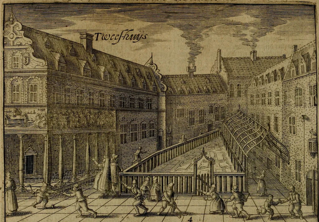 An illustration from Historische beschryvinghe der seer wijt beroemde Coop-stadt Amsterdam : waer inne benevens de eerste beginselen ende opcomsten der stadt, verscheyde privilgien ordonnantien, ende andere ghedenckweerdinghe gheschiedenissen met het ghene de nieuwe vergrootinghen der stadt, als oock de handel ende verre reysen ende de politie betreffende is, tot desen teghenwoordinghen tijt, nae her vervolch der jaeren, verhaelt werdt, 1614, leaf 121