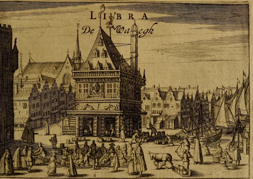 An illustration from Historische beschryvinghe der seer wijt beroemde Coop-stadt Amsterdam : waer inne benevens de eerste beginselen ende opcomsten der stadt, verscheyde privilgien ordonnantien, ende andere ghedenckweerdinghe gheschiedenissen met het ghene de nieuwe vergrootinghen der stadt, als oock de handel ende verre reysen ende de politie betreffende is, tot desen teghenwoordinghen tijt, nae her vervolch der jaeren, verhaelt werdt, 1614, leaf 156